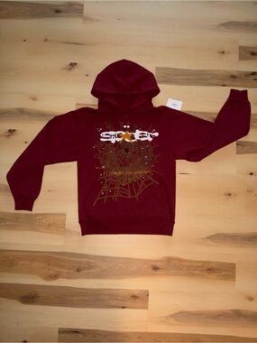 Sp5der Logo Hoodie Maroon